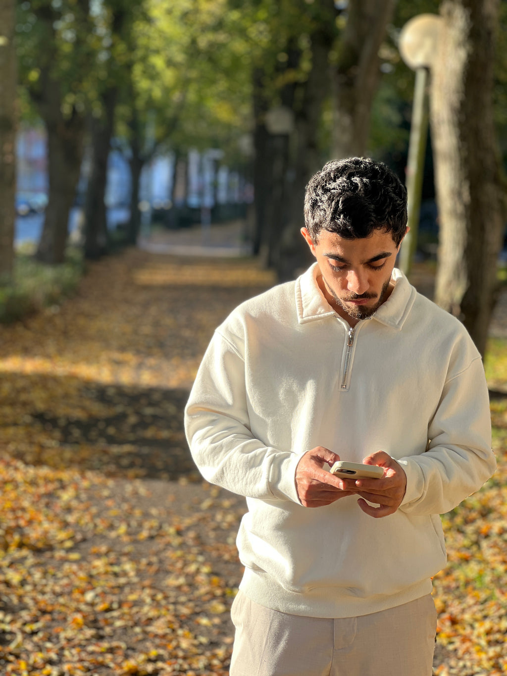 White Oversized Quarter-Zip Sweatshirt
