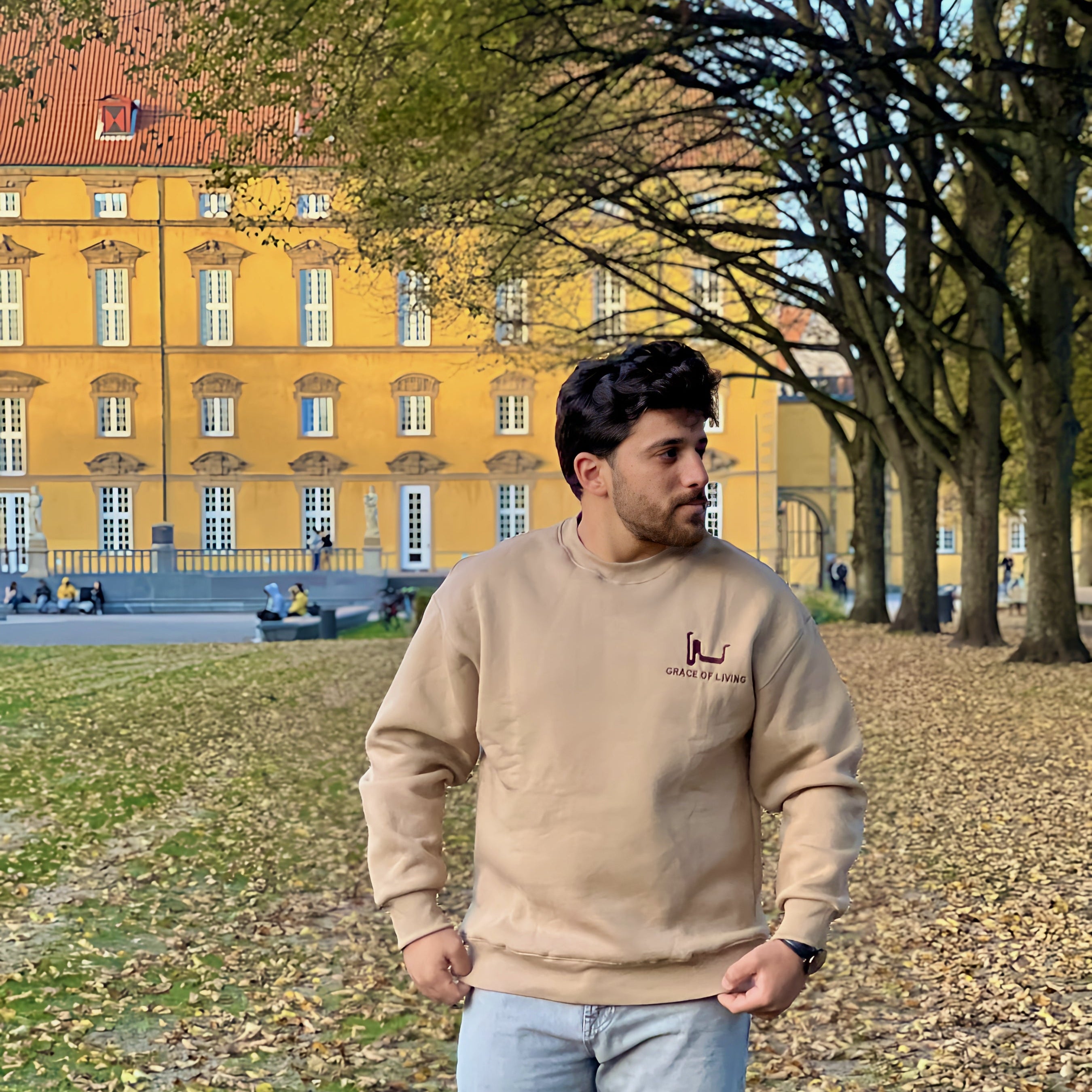 Beige Oversized Crewneck Sweatshirt