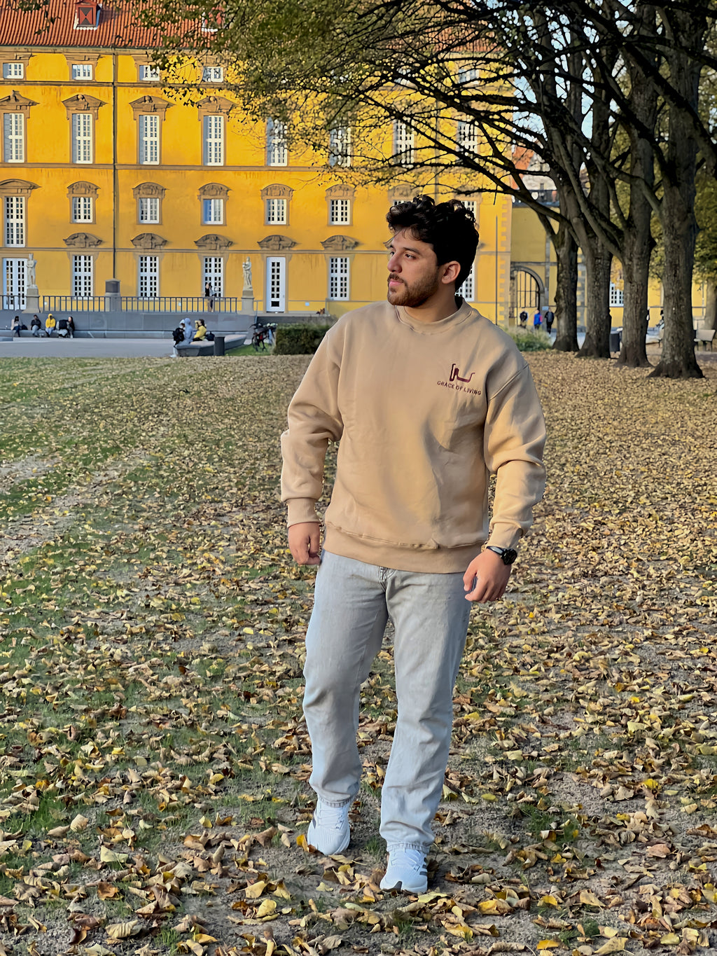 Beige Oversized Crewneck Sweatshirt